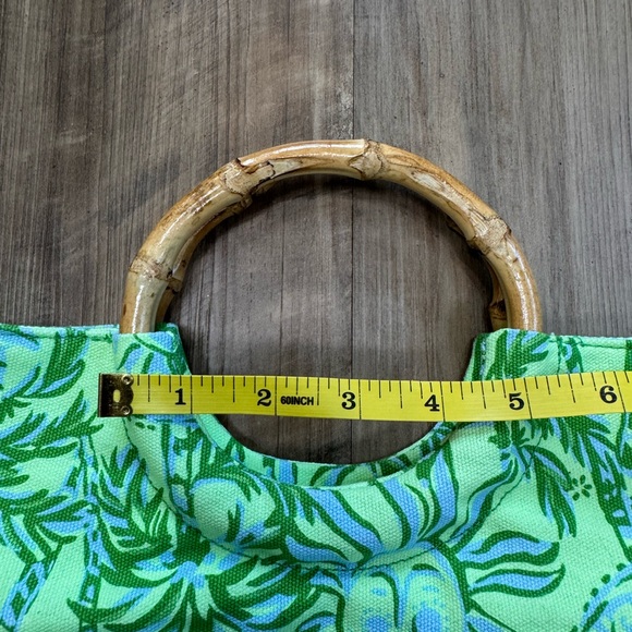 Lilly Pulitzer Bamboo Tote Handbag Cool Mint, Catching Rays Pattern, NEW no tags - Picture 12 of 15